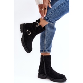 Bottes à talons plats pour femmes avec boucles noir Bliggore le noir 5