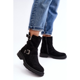 Bottes à talons plats pour femmes avec boucles noir Bliggore le noir 2