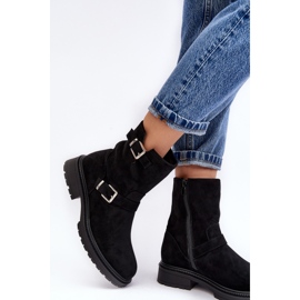 Bottes à talons plats pour femmes avec boucles noir Bliggore le noir 3