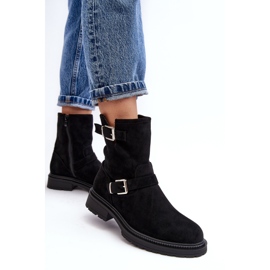 Bottes à talons plats pour femmes avec boucles noir Bliggore le noir 4