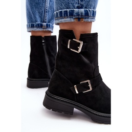 Bottes à talons plats pour femmes avec boucles noir Bliggore le noir 6