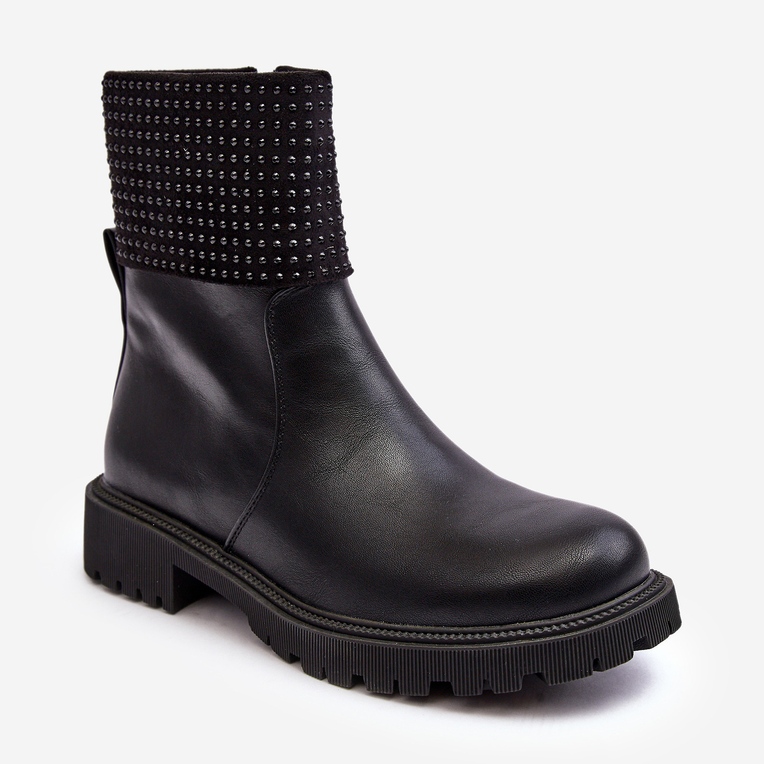 WJ2 Bottines plates avec décoration pour femme, Zanidite noire le noir 1 WJ2 Bottines plates avec décoration pour femme, Zanidite noire le noir 1