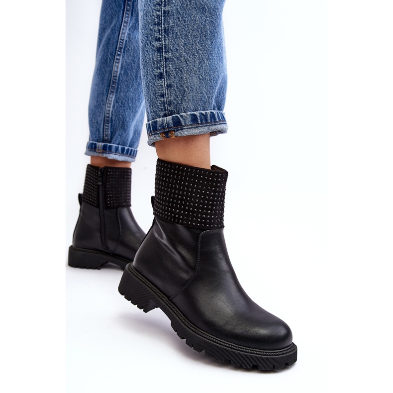 WJ2 Bottines plates avec décoration pour femme, Zanidite noire le noir 2 WJ2 Bottines plates avec décoration pour femme, Zanidite noire le noir 2