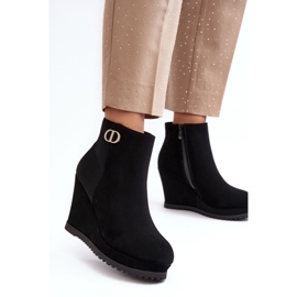 WJ2 Bottines compensées pour femme avec petite décoration, noir Bertolina le noir 2