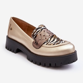 Chaussures en cuir pour femmes Mocassins Maciejka 06195-25 Or doré 1