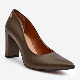 Escarpins en cuir sur talon haut Laura Messi 2624/227 Vert foncé 1