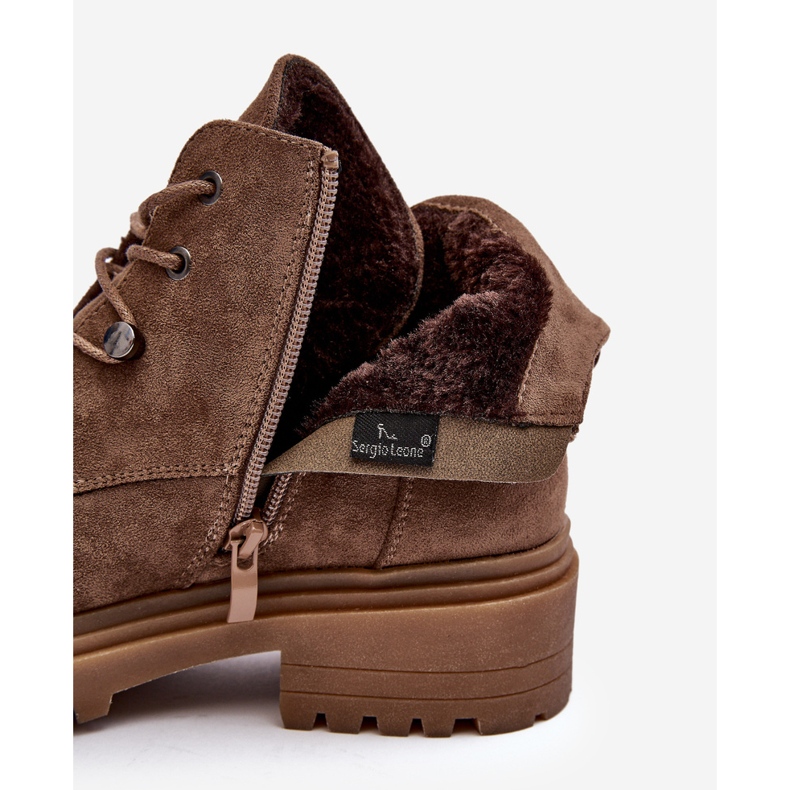 Sergio Leone Bottes basses chaudes avec fermeture éclair pour femme, beige foncé Cameronia 2