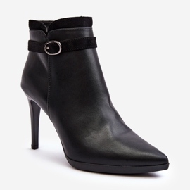 Sergio Leone Bottines Pour Femmes Sur Un Talon Haut Avec Une Boucle Isolée Noir Aesha 1