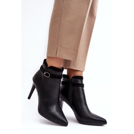 Sergio Leone Bottines Pour Femmes Sur Un Talon Haut Avec Une Boucle Isolée Noir Aesha le noir 2