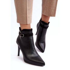 Sergio Leone Bottines Pour Femmes Sur Un Talon Haut Avec Une Boucle Isolée Noir Aesha le noir 5