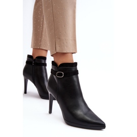 Sergio Leone Bottines Pour Femmes Sur Un Talon Haut Avec Une Boucle Isolée Noir Aesha le noir 6
