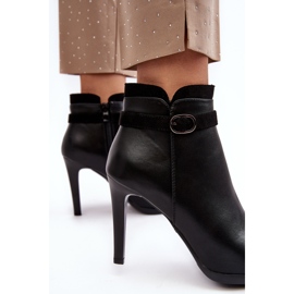 Sergio Leone Bottines Pour Femmes Sur Un Talon Haut Avec Une Boucle Isolée Noir Aesha le noir 4