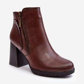 Sergio Leone Bottines à talons hauts avec fermetures éclair pour femme, marron Ryelle brun 1