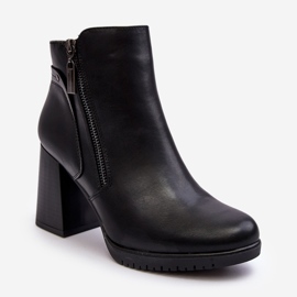 Sergio Leone Bottines à talons hauts pour femmes avec fermetures éclair Noir Ryelle 1