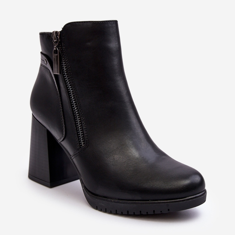 Sergio Leone Bottines à talons hauts pour femmes avec fermetures éclair Noir Ryelle 1