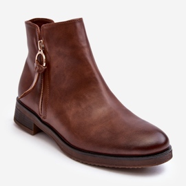 Bottines Plates En Cuir Pour Femme Marron Vasica brun 1