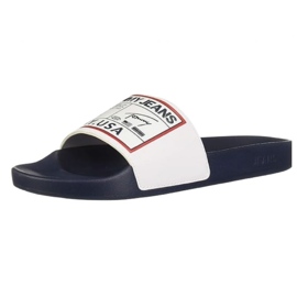 Tommy Hilfiger Tongs Tommy Jeans Patch Pool Slide M EM0EM00470 blanche 1