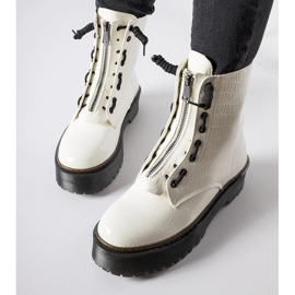 Inna Bottines à plateforme blanches avec embossage Ascea 1