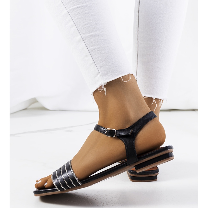 Sandales noires avec zircons cubiques Sudbury le noir 2