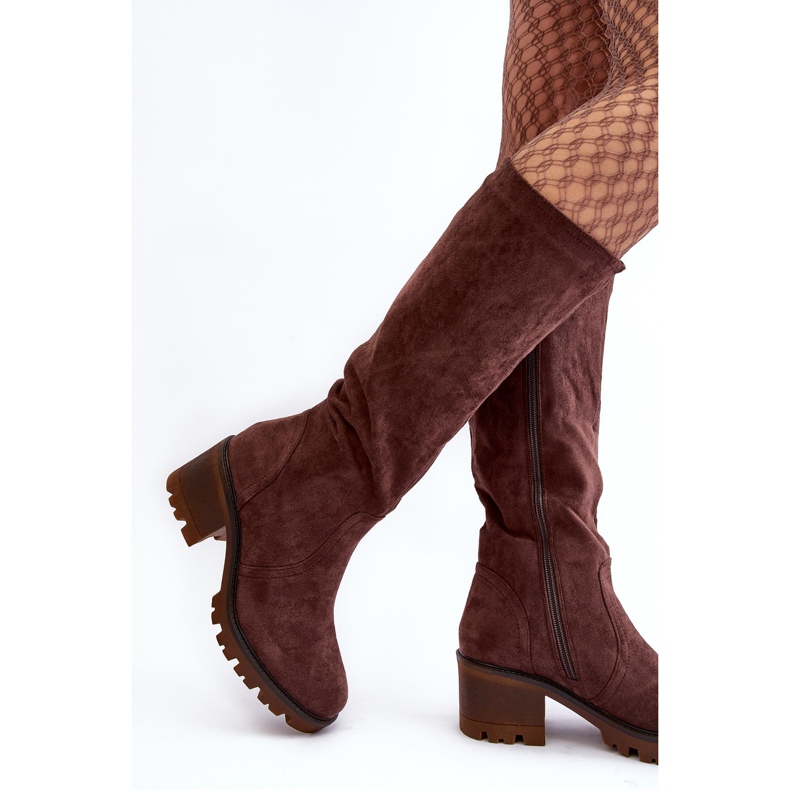 WS1 Cuissardes à talons bas pour femme, marron foncé Beveta brun 1