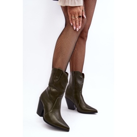 WS1 Bottes Cowboy À Talons Hauts Pour Femme Vert Foncé Melaitia 1
