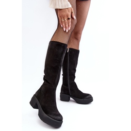 Cuissardes Femme En Daim Lemar Noir Malayah le noir 2