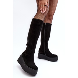 Bottines Compensées En Daim Pour Femme Maciejka 05767-01 Noir le noir 1