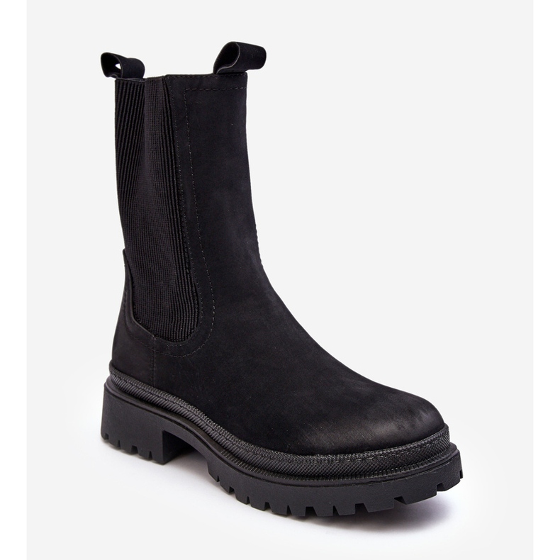 PE1 Bottines Chelsea avec fermeture éclair pour femme, noir Samil 1