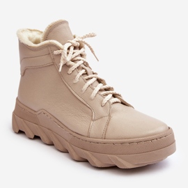 Bottes Isolées En Cuir Pour Femme Sur Plateforme Beige Lemar Jevette 1