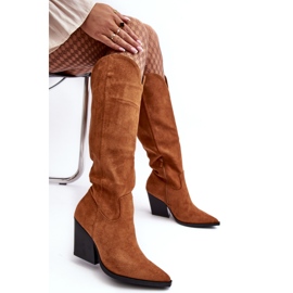 Bottes de cowboy Delia en daim camel à la mode brun 6