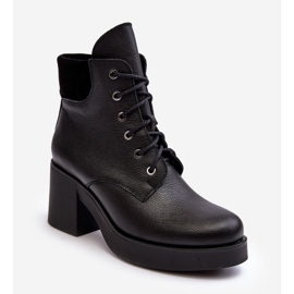 Bottines en cuir à talon haut pour femmes noires Lemar Leocera le noir 1