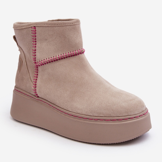 Bottes de neige en daim pour femmes Maciejka 06257-22 Beige clair 1