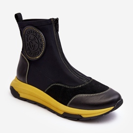 Bottines En Cuir Avec Fermeture Éclair Pour Femme Maciejka 06297-01 Noir le noir 1