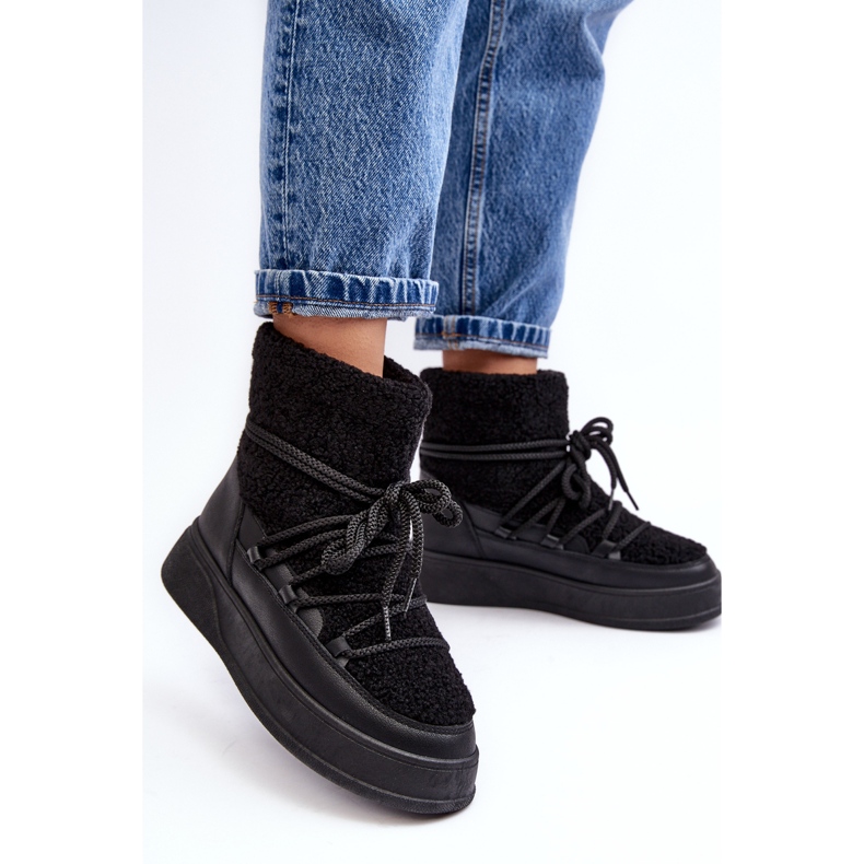 FG2 Bottes de neige à plateforme pour femmes noires Ahatissa 2