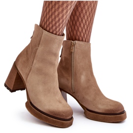 Bottines Femme En Daim à Talon Haut Beige Lemar Remilda 8