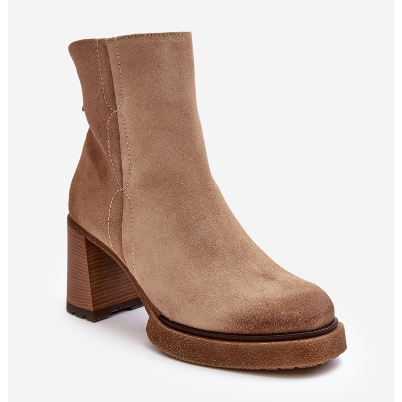 Bottines Femme En Daim à Talon Haut Beige Lemar Remilda 1