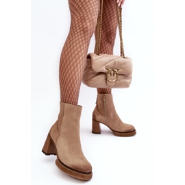 Bottines Femme En Daim à Talon Haut Beige Lemar Remilda 6