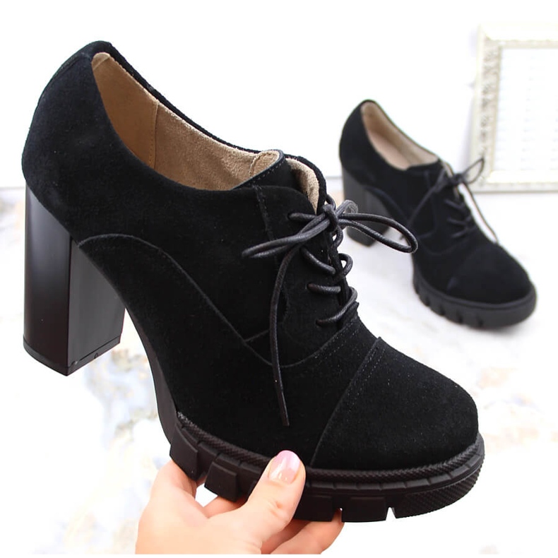 Chaussures femme en daim noir à talon haut et plateforme, Filippo DP4918 le noir 1