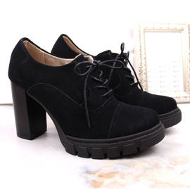 Chaussures femme en daim noir à talon haut et plateforme, Filippo DP4918 le noir 2