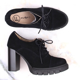 Chaussures femme en daim noir à talon haut et plateforme, Filippo DP4918 le noir 3