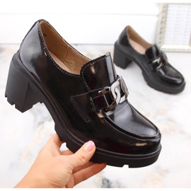 Mocassins en cuir verni noir sur talon haut Filippo DP4785 1