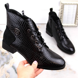 Bottines à entrejambe en cuir verni pour femme, isolées noires, Filippo DBT4824 1