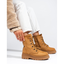 Travailleurs en daim camel pour femmes Shelovet brun 1