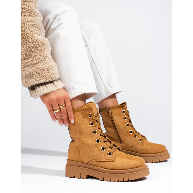 Travailleurs en daim camel pour femmes Shelovet brun 1