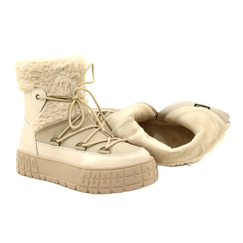 Bottes de neige Filippo avec fourrure de fourrure verni beige 9