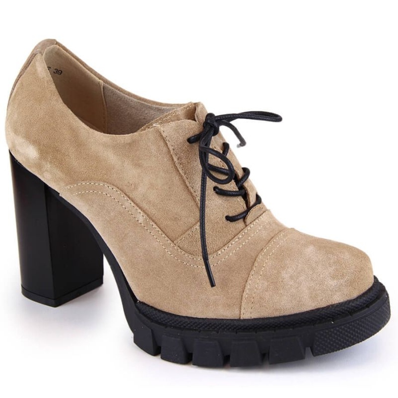 Filippo W PAW473B chaussures en cuir beige à talon haut et plateforme 1