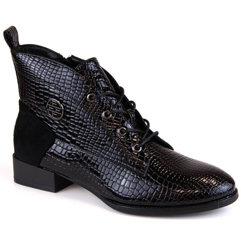 Filippo W PAW478A bottines vernies isolées en croco, noir 1