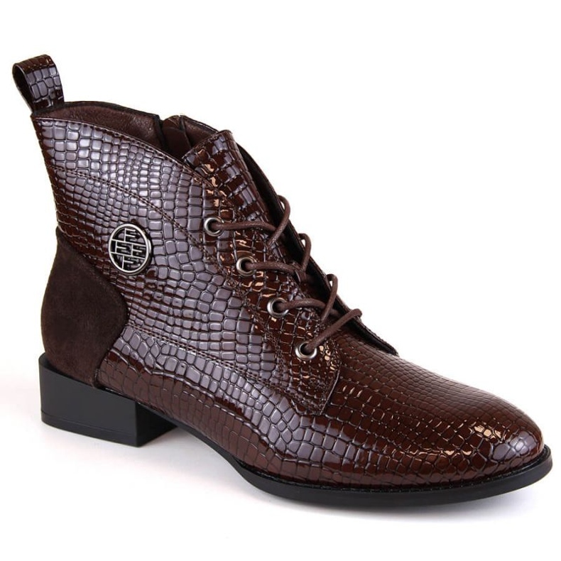 Filippo W PAW478B bottes isolées en croco verni, marron brun 1