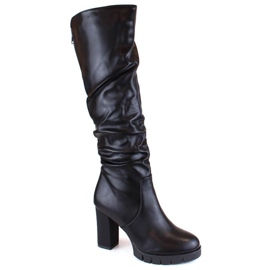 Filippo W PAW480 bottes à talons hauts froissées isolées noires le noir 1