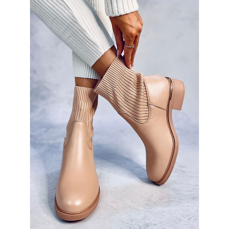 Bottines chaussettes Sendi Nude beige 1